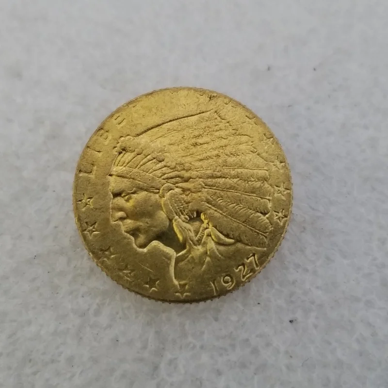 

American 1927 2.5 Dollars Brass Gold Plated Commemorative Collectible Coin Gift Lucky Challenge Coin