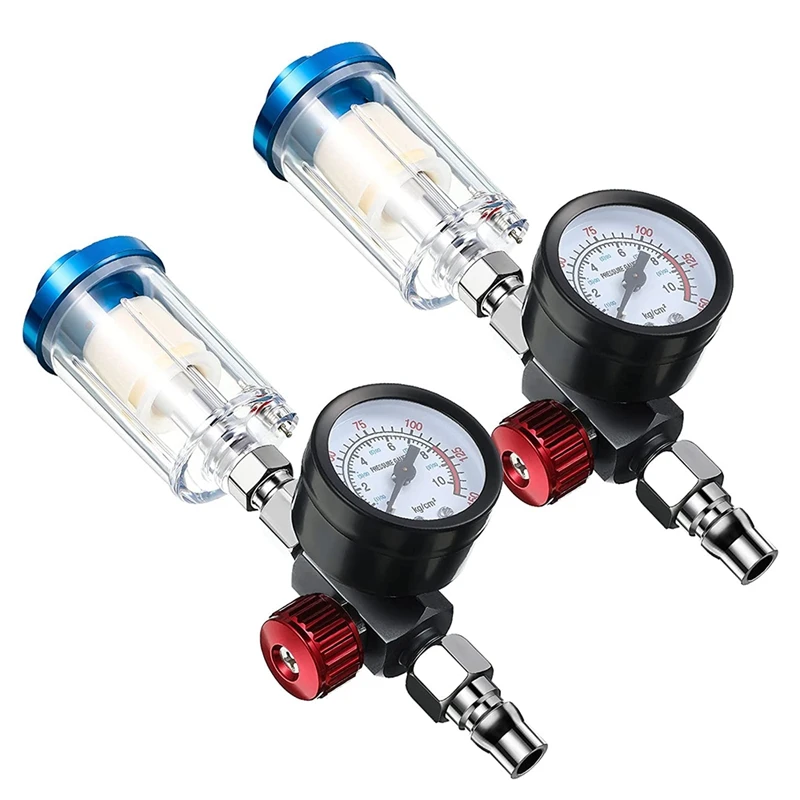 

2Pcs 1/4 Inch Air Regulator Valve With Pressure Gauge And Water Trap Filter For Spray Paint Tools Air Pressure Cleaner