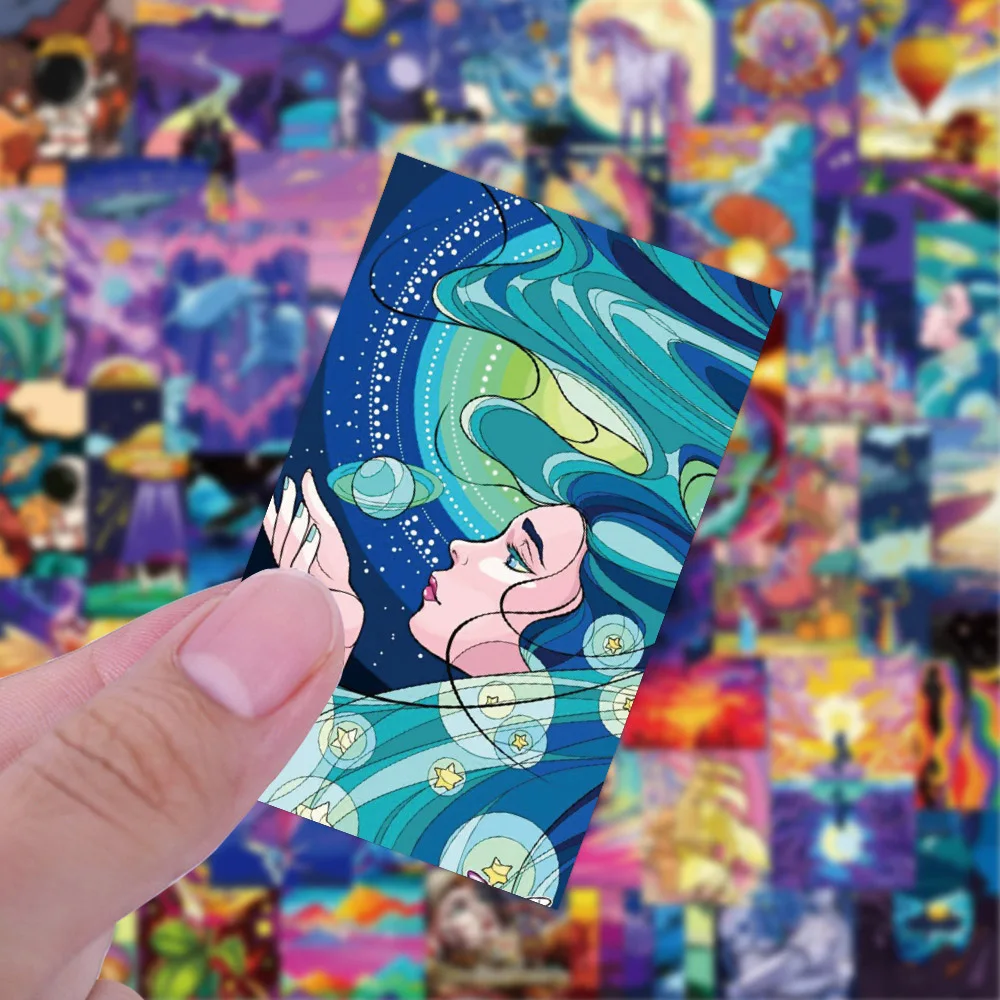 10/30/60 шт мультфильм эстетический вид улица ночь живопись печатает наклейки