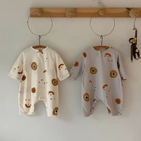 infant korean version of the cartoon print jumpsuit spring and autumn long sleeved trousers baby go out romper