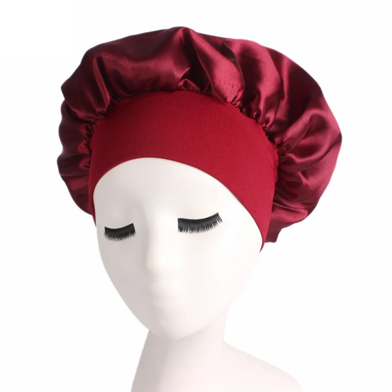 

New High Elastic Headband Nightcap Women Chemotherapy Silky Bonnet Hair Care Hat Female Night Sleep Skullies