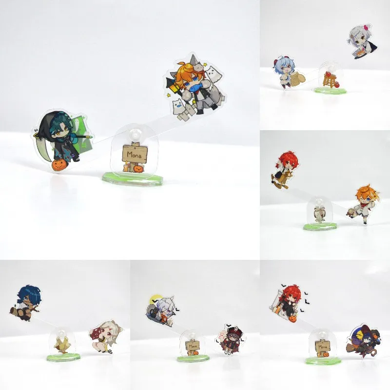 

Anime Genshin Impact Hutao Diy Stand Acrylic Q Version Figure Xiao Ganyu Model Funny Desk Decoration Fans Collection Prop Gift
