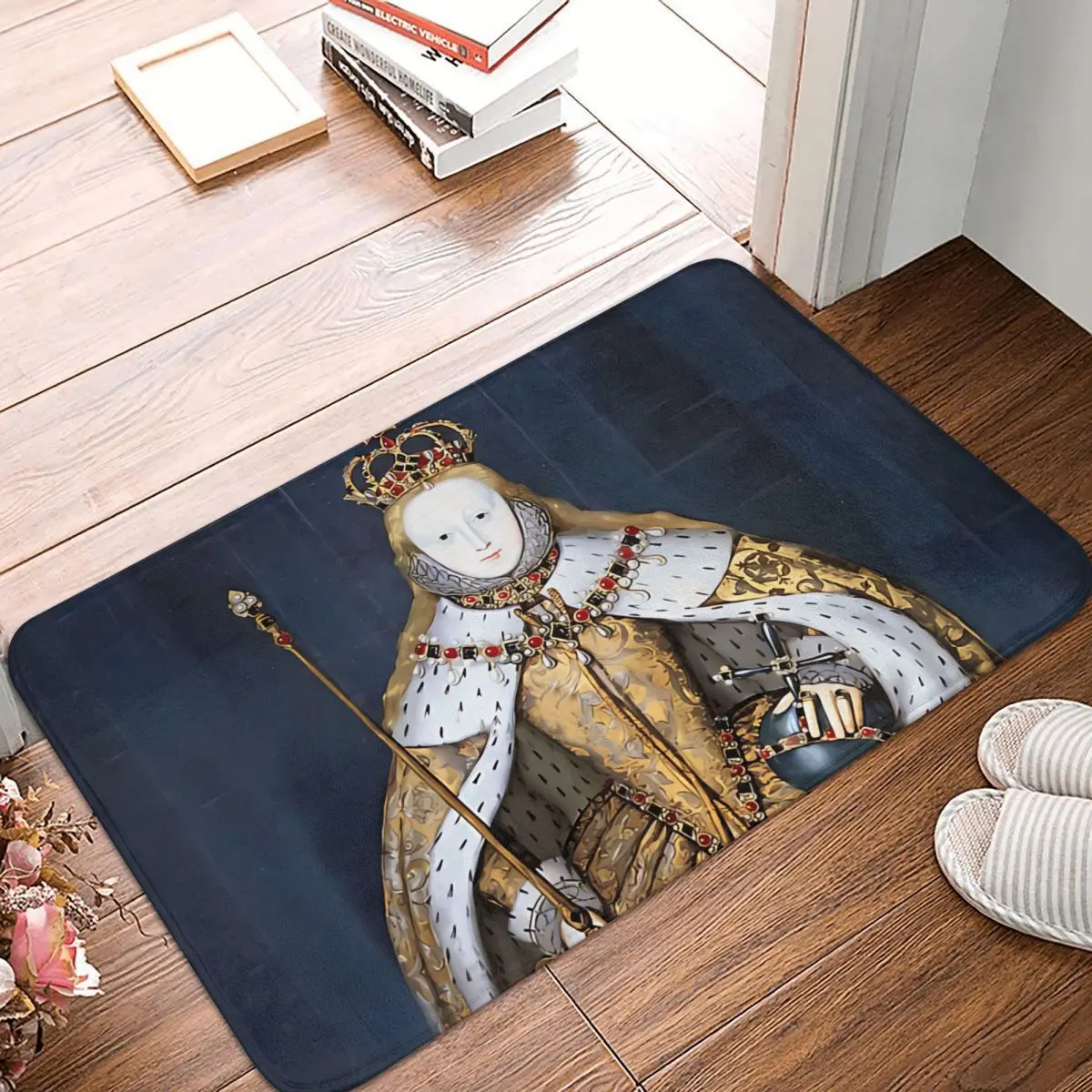 

History Bath Non-Slip Carpet Elizabeth I Coronation Portrait Living Room Mat Welcome Doormat Home Decoration Rug