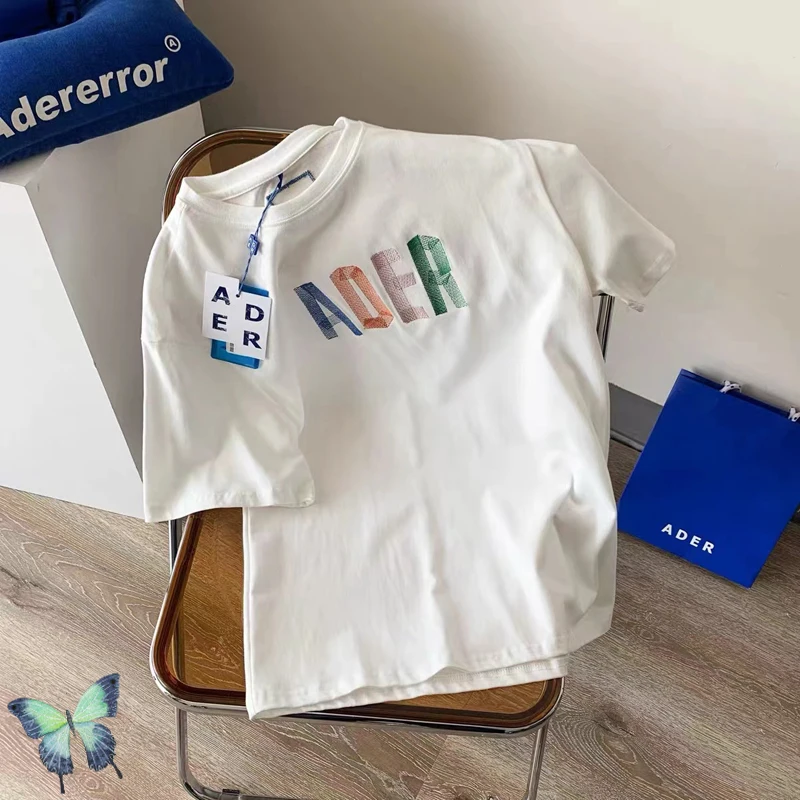 

Colorful Letter Embroidered Cotton ADER ERROR Short Sleeve T-Shirt