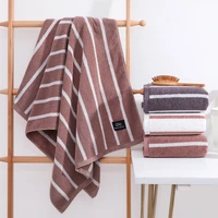 3pcs white striped bath towel set pure cotton family pack children kids face hand hair adults towel high quality rectangle towel