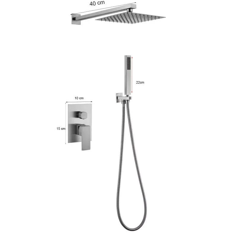 

Brushed Nickle Shower Faucet Wall Mounted Cold and Hot 2 Function Bathroom Shower Set All Metal Concealed Tap Easy To Install