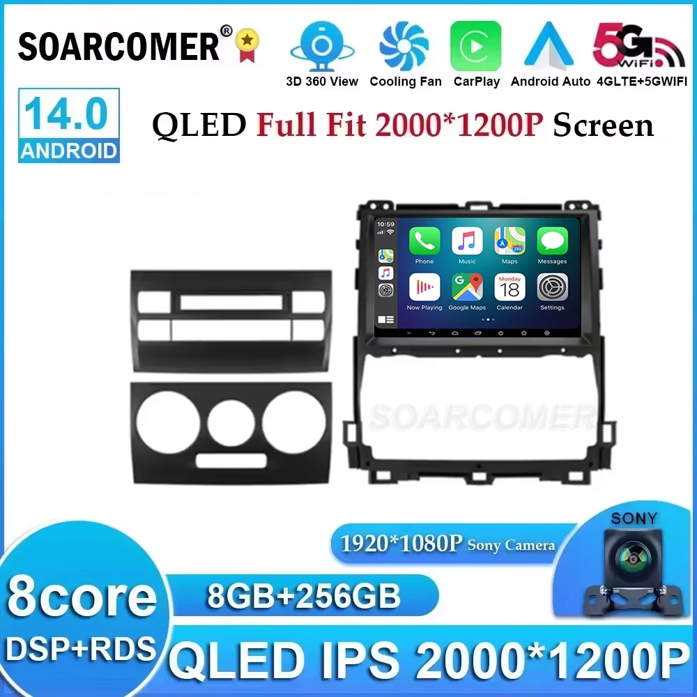Android 14 Carplay Auto для Toyota Land Cruiser Prado 120 3 III Lexus GX470 GX 470 J120 2002-2009 Автомобильное радио