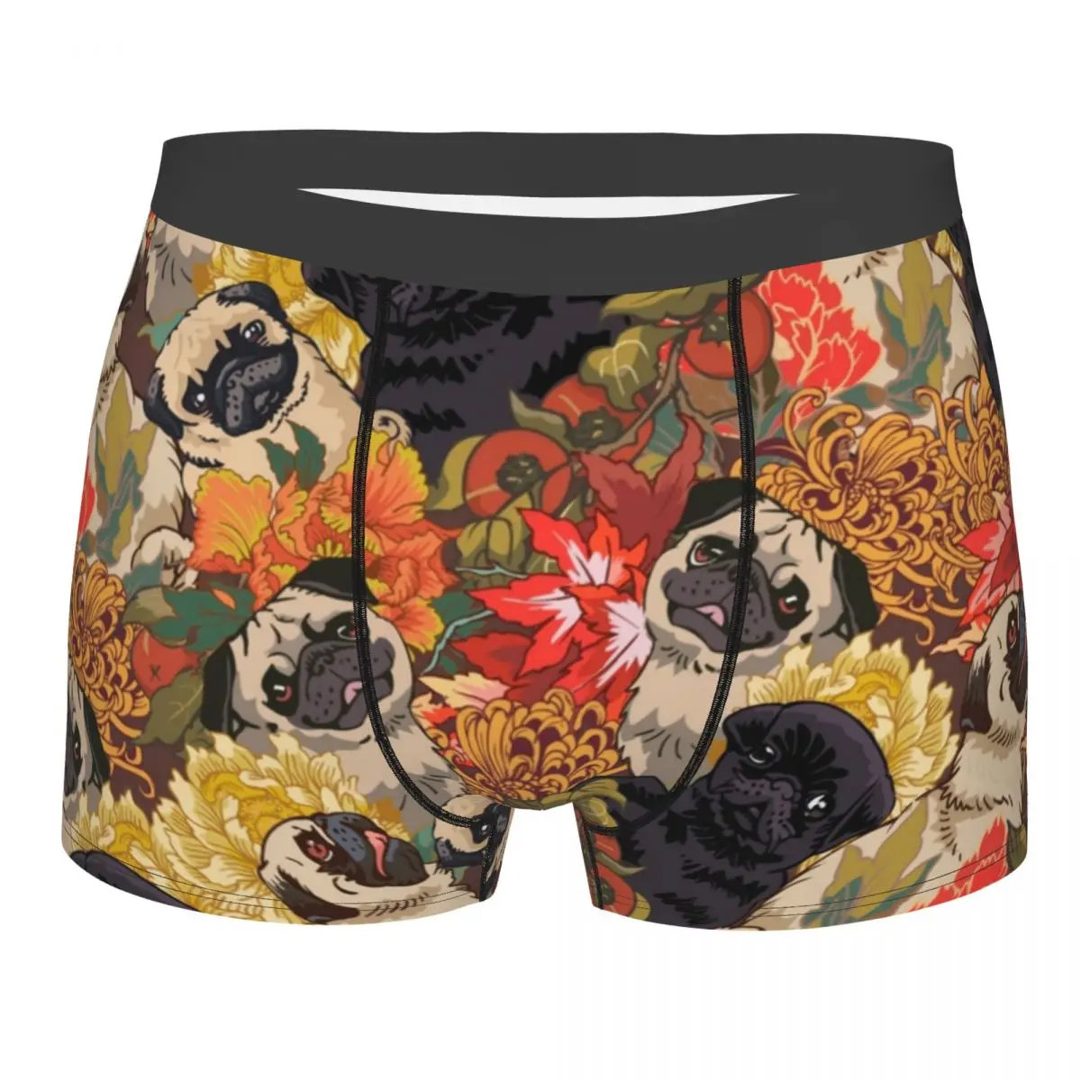 

Men's Pugs Autumn Underwear Dog Funny Boxer Shorts Panties Male Polyester Underpants