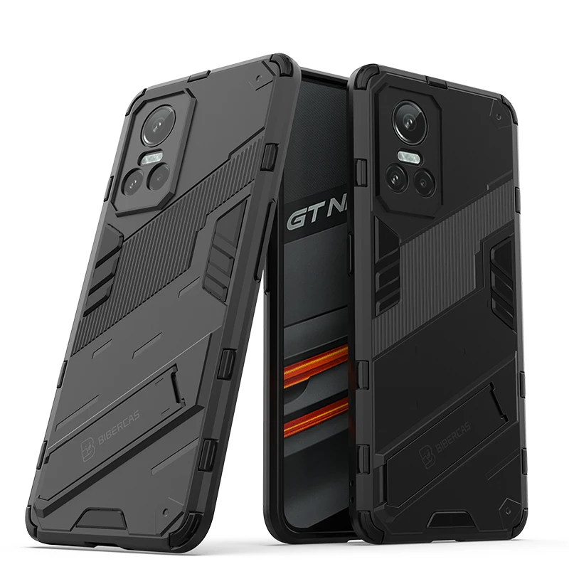 Фото Чехол для Realme GT Neo 3 для Realme GT Neo 3, защитный чехол в стиле панк, броня, подставка, задняя крышка для телефона Realme GT Neo3 №1