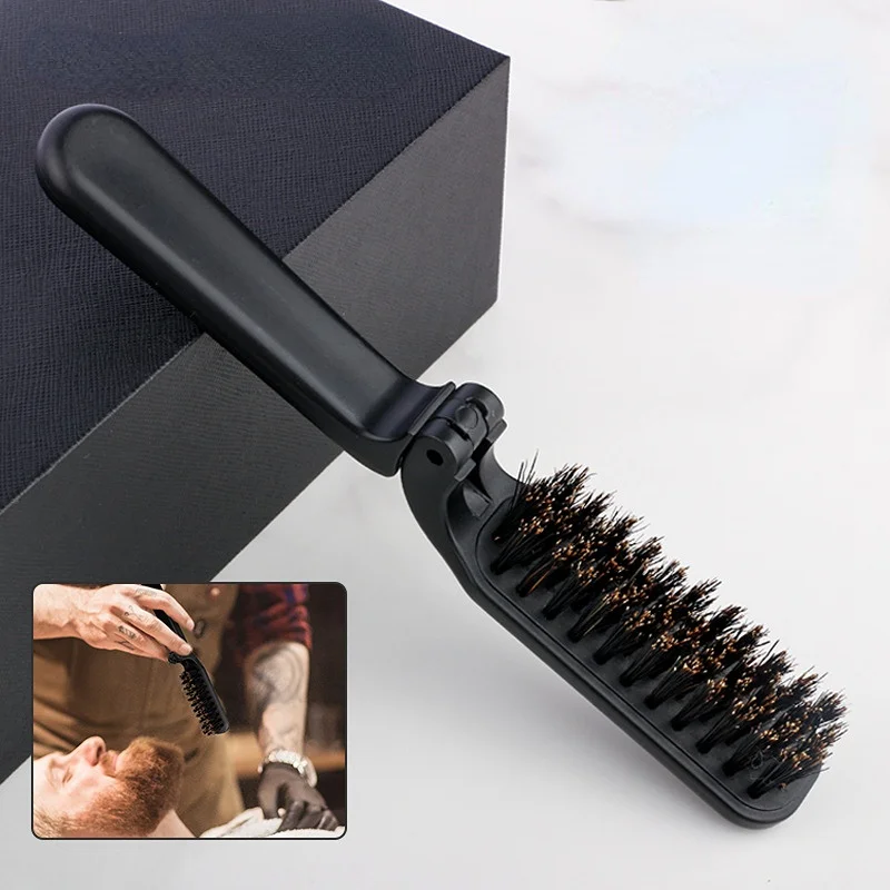 

Новая расческа для волос с Кабановой щетиной из натурального сандалового дерева расческа для бороды Складная карманная расческа для волос щетка для бороды для мужчин