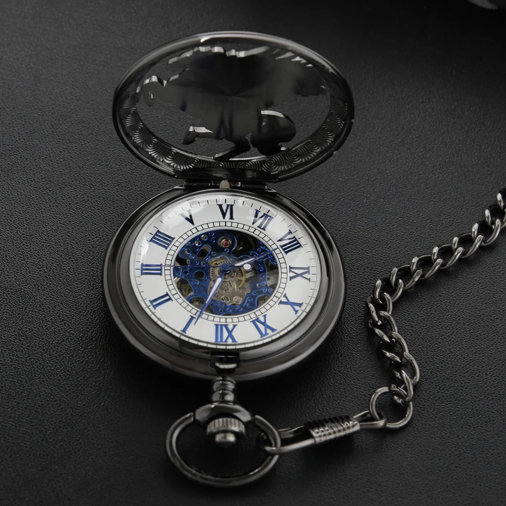 Exquisite Sacred Beast Tianma Embossed Mechanical Pocket Watch Retro Men's Necklace Pendant Clock Women's Jewelry Gift