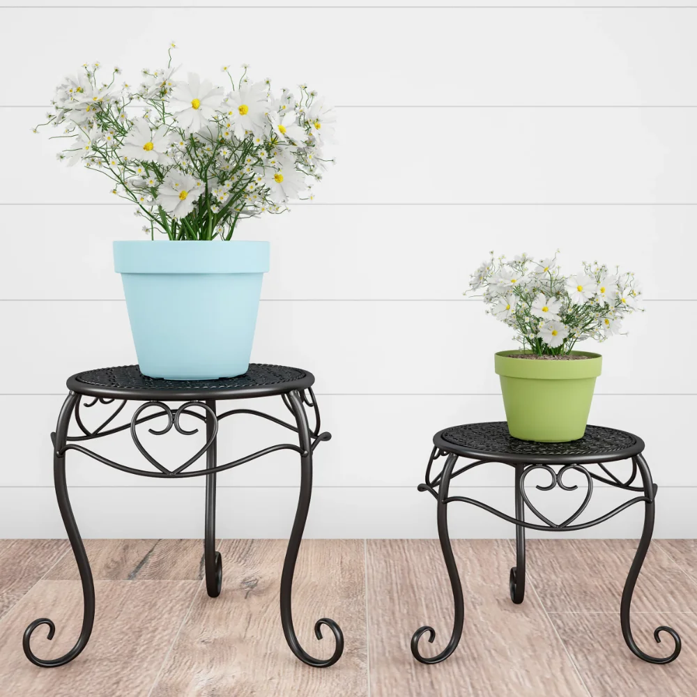 

BOUSSAC Plant Stands– Set of 2 Indoor or Outdoor Plant Display Plant Stands, Metal Plant Stand, Balcony Plant Stands