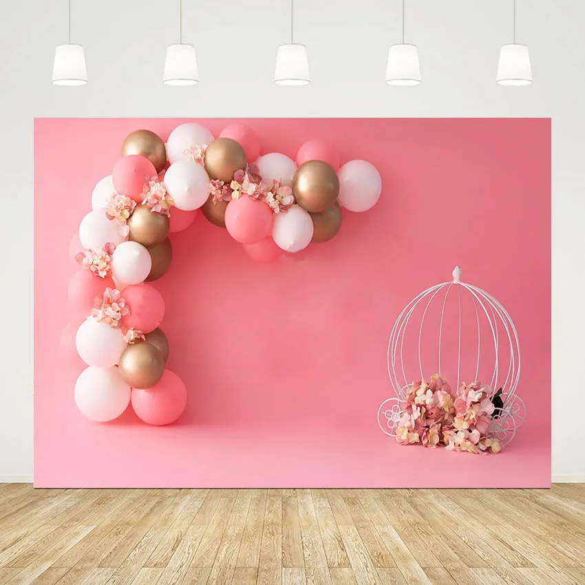 

Фоны Mehofond для фотосъемки с изображением цветов торта розовых воздушных шаров Настенный декор для девочек на 1-й День рождения фон для фотосъ...