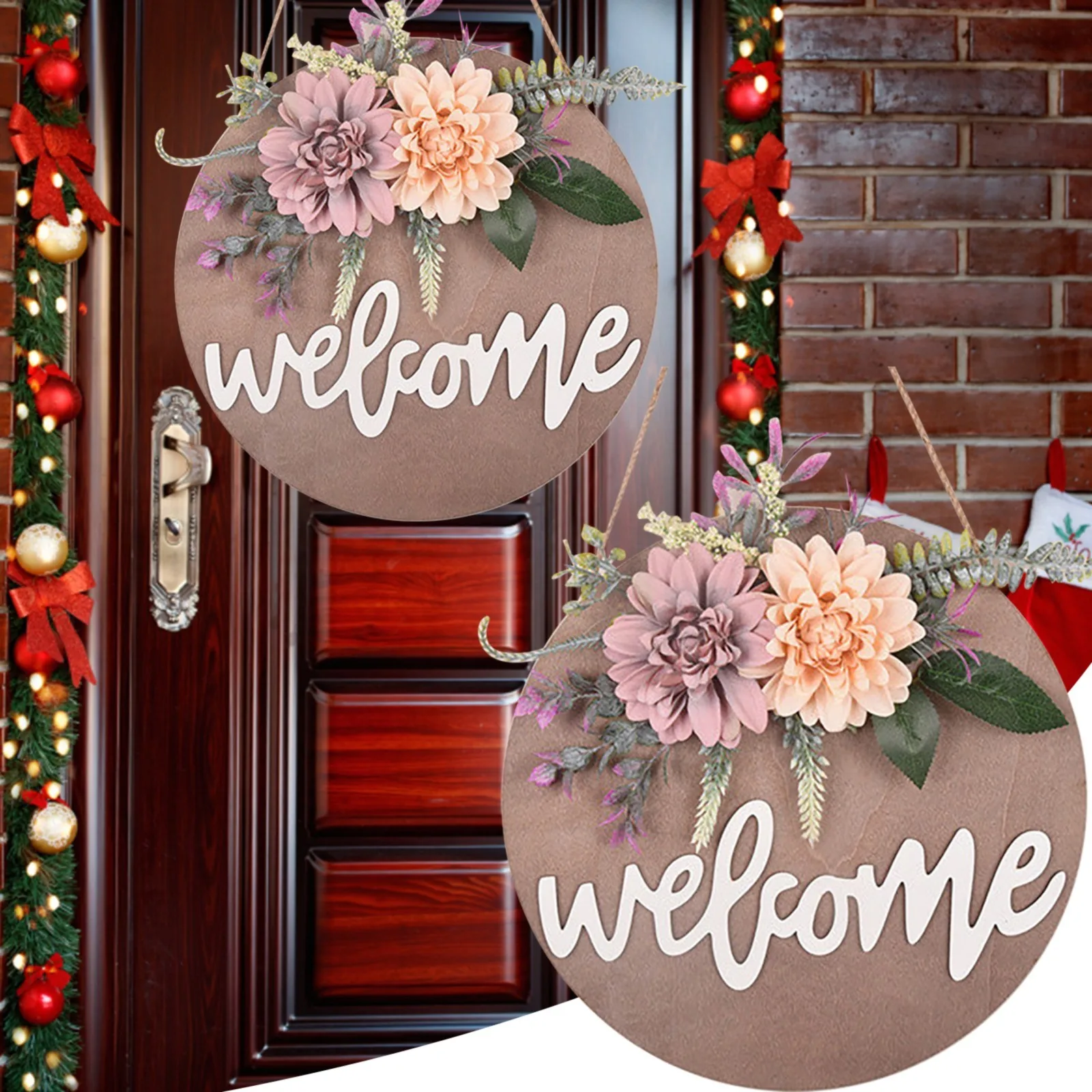 

Christmas Door Hanging Sign For Front Door Hanger Wreath Decor Indoor Outdoor Yard Wall Decorations Teal Wall Decorations