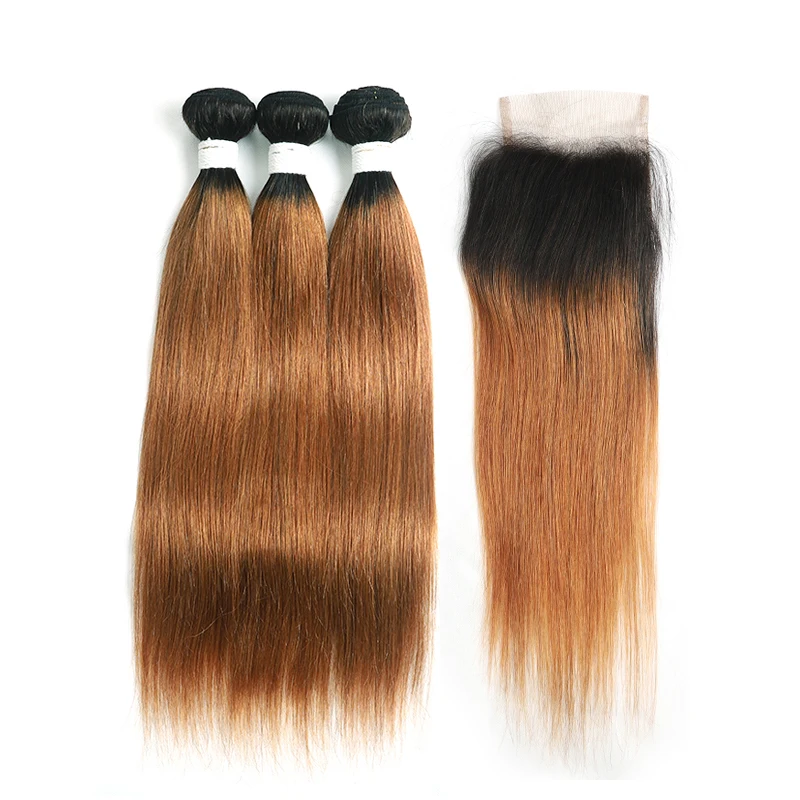 Омбре Hair пряди T1B/30 бразильские прямые волосы с эффектом омбре коричневые Светлые