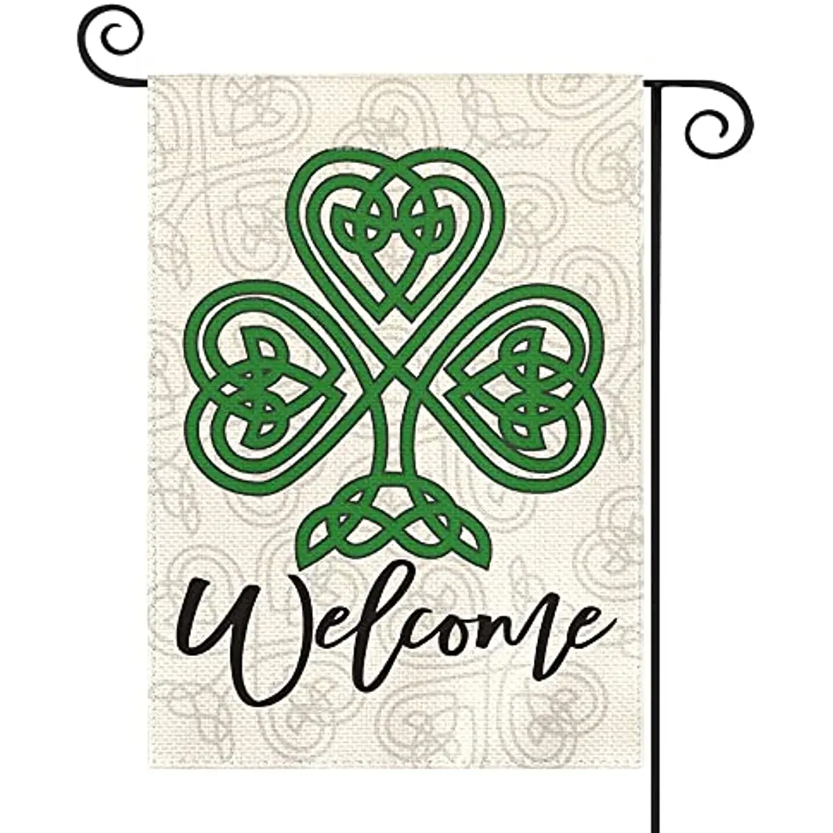 

St Patricks Day Cross Garden Flag 12x18 Inch Double Sided, Welcome Green Shamrock Clover Yard Outdoor Flag