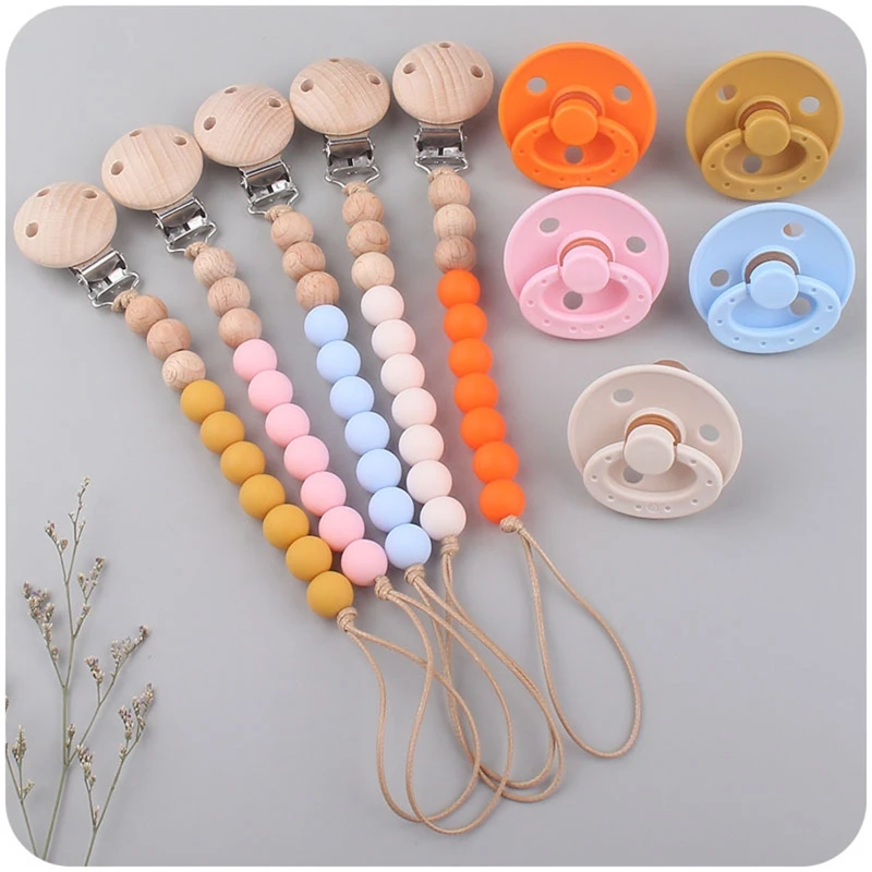 

Baby Nipple with Pacifier Chain Clip Pacifier Nursing Teether BPA Free Soother QX2D