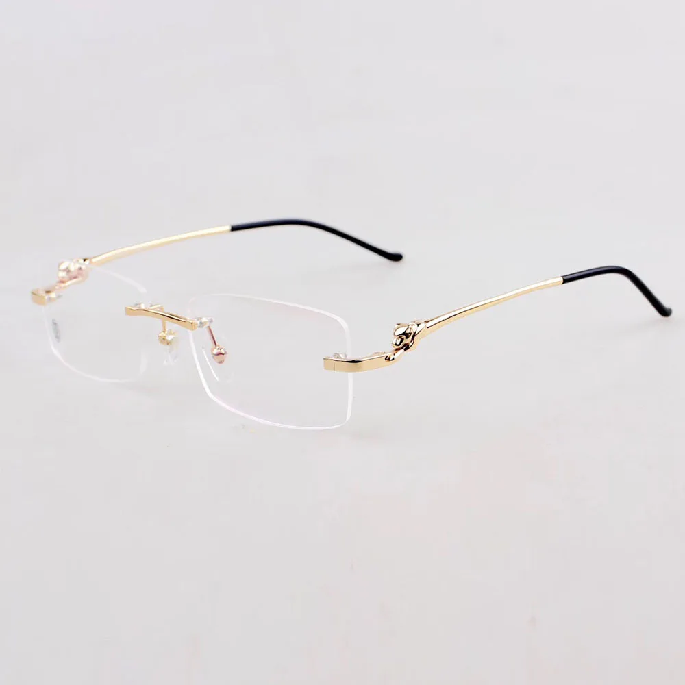 

CA Brand Rimless Titanium Square Reading Eyeglasses Frames Women Men Fashion Eyewear Leopard Myopia Prescription Glasses Frame