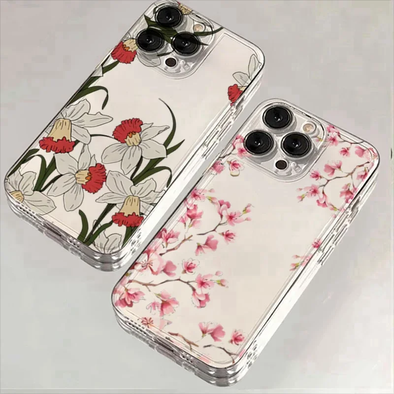 Фото Чехол для Motorola Edge40 Pro Moto G73 G72 G71 G52 G32 G22 G30 G60 G60S G9Play, чехол Flower Fashion Clear Floral №4