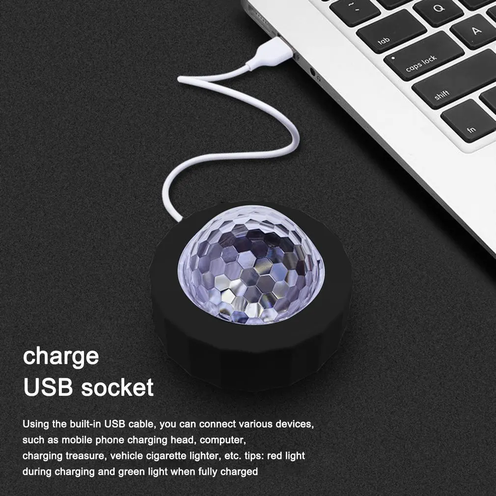 

Car Ambient Light USB Charging DJ Light RGB Colorful Voice Control Music LED Light Party Atmosphere Interior Dome Lamp