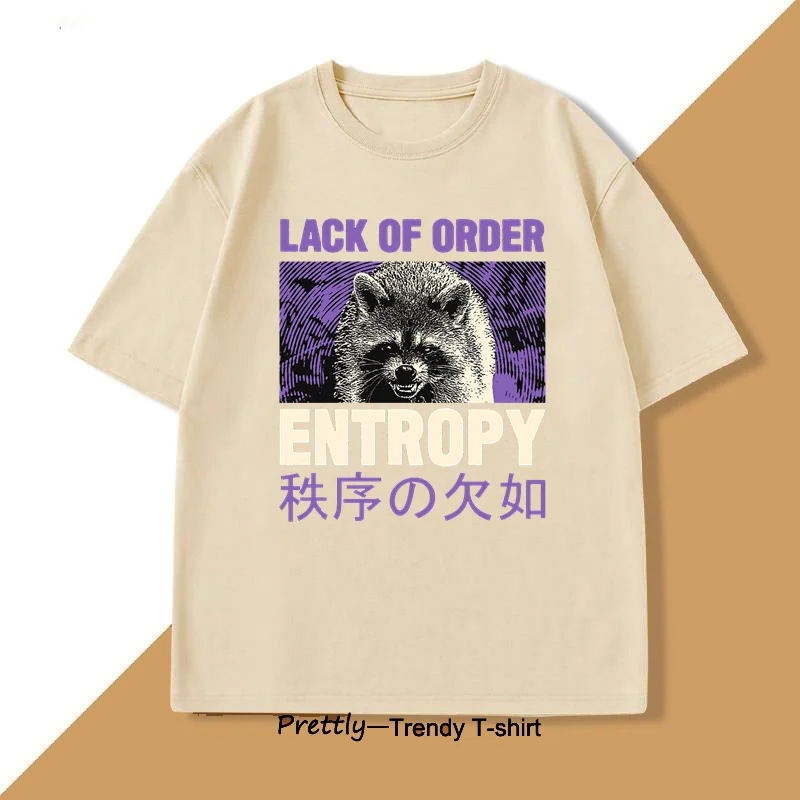 Entropy Raccoon Футболка с принтом Мужская дизайнерская одежда в японском стиле