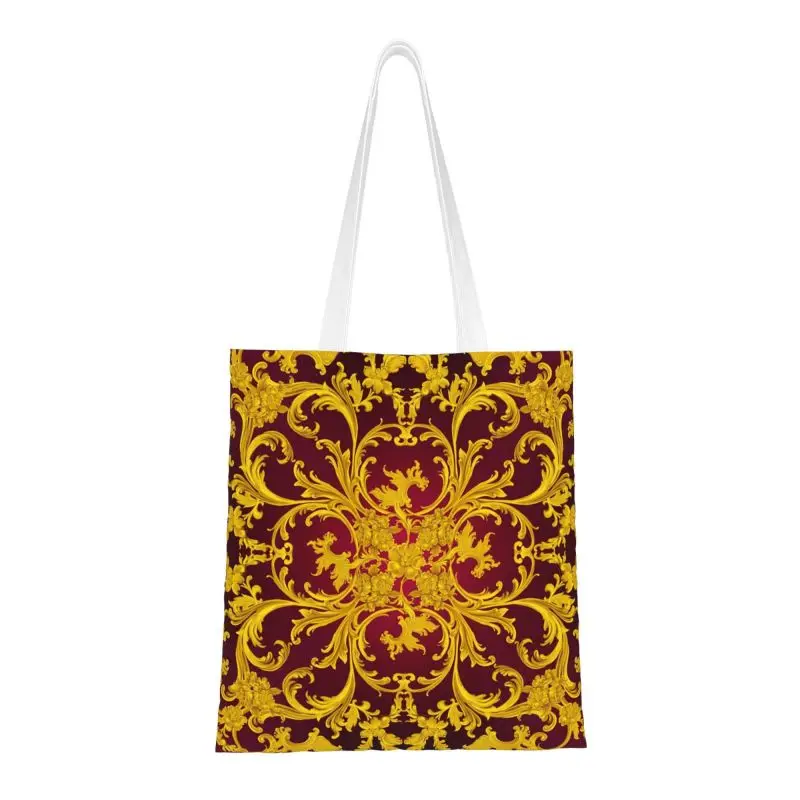 

Rococo калейдоскопические Бордовые И Золотые сумки для покупок продуктов, холщовые сумки для покупок с милым принтом, сумки-тоуты через плечо, сумочки в стиле барокко
