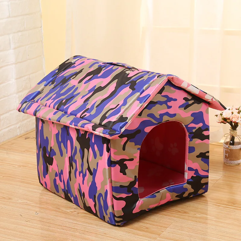 

Cat Camo House Foldable Portable Indoor Outdoor Playpen Puppy Cats Kennel Villa Big Dogs House Warm Rain Prevention Pet Houser