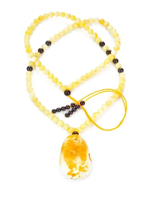 Эффектное колье с подвеской из натурального балтийского янтаря Лаура |