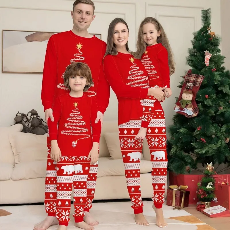 

Polar Bear Christmas Family Matching Outfits Father Mother Kids Baby & Dog's Pajamas Mommy and Me Xmas Pj's Clothes Tops+Pants