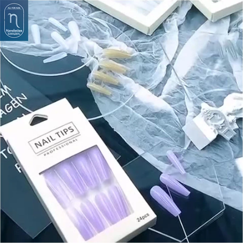 

24pcs/pack Ballet Nails Art Fake Nail Tips Flakes Full Cover 6colors T Shape Designs Wareable False Nails Decorations Tools
