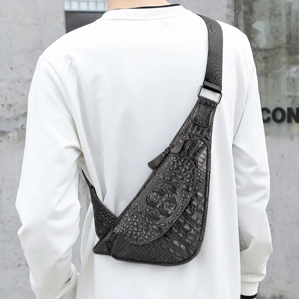Crocodile Grain Waist Bag Genuine Leather Men's Chest Packs Luxury Quality Shoulder Bag Lightweight Travel Crossbody Bag for Men