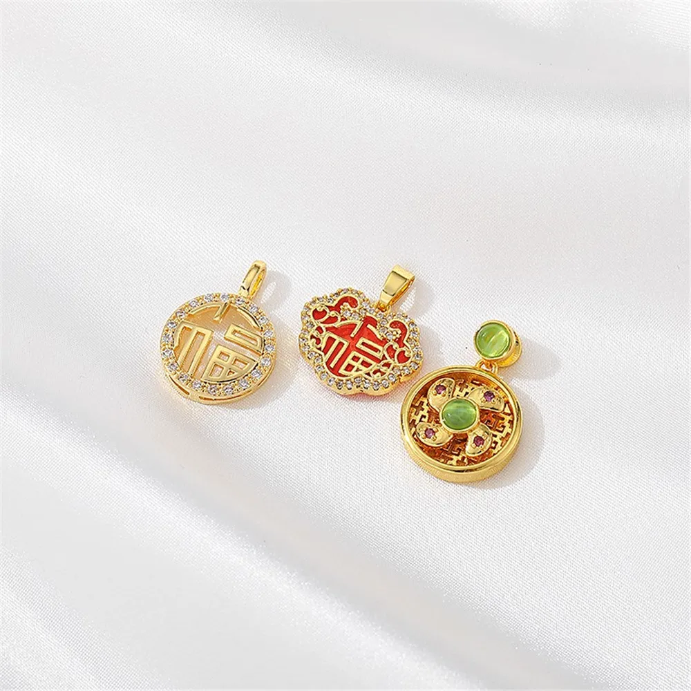 Позолоченный кулон в форме фузи из циркона 14 к фирменный ручной работы сделай сам