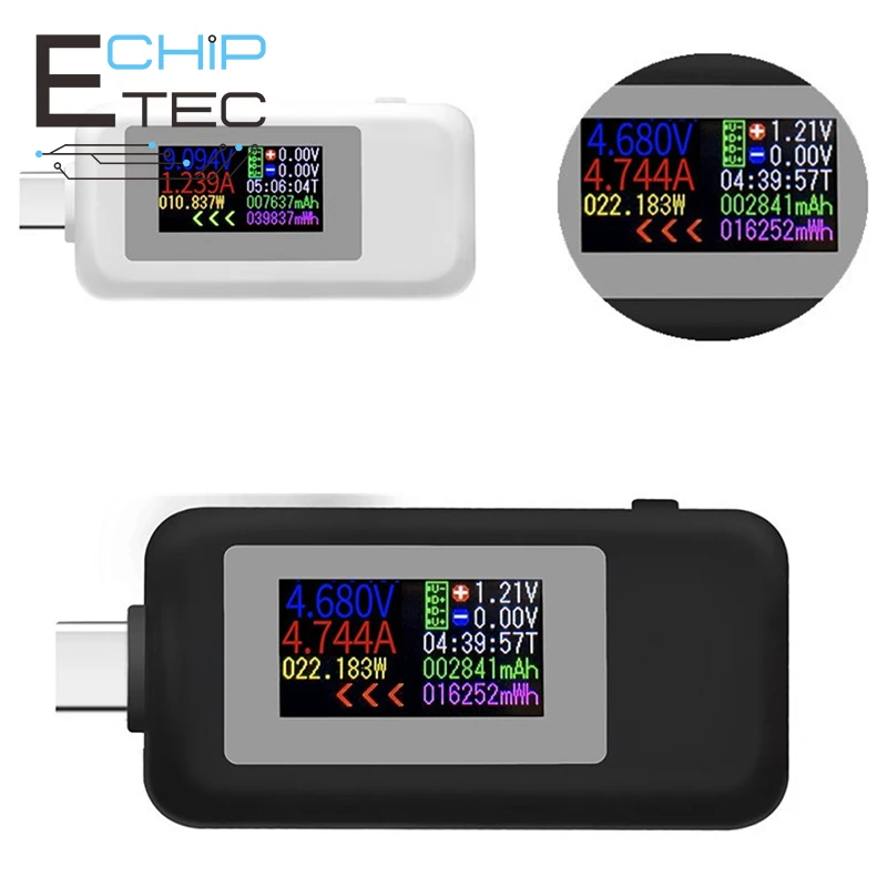 

Free shipping 10 in 1 Color Display DC Type-C Tester 0-5A Current 4-30V Voltage USB Charger Tester Power Meter Battery Detector
