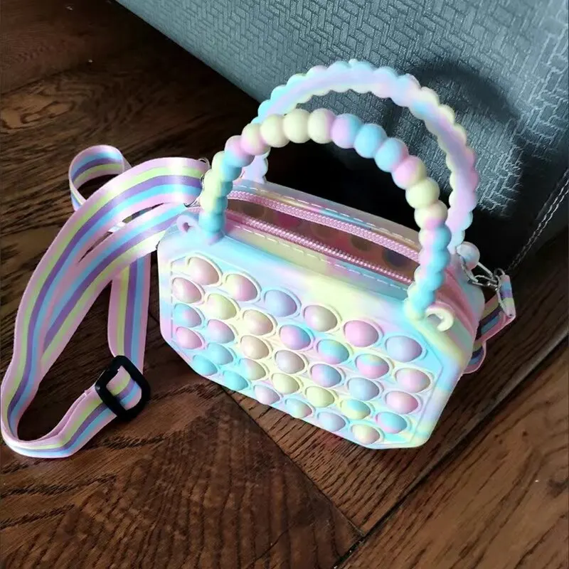 Pop Purse Silicone Sensory Push Pop Bubble Bag Crossbody Bag Antistress Toys Reliver Autism Handbag Coin Pouch for Kids images - 6