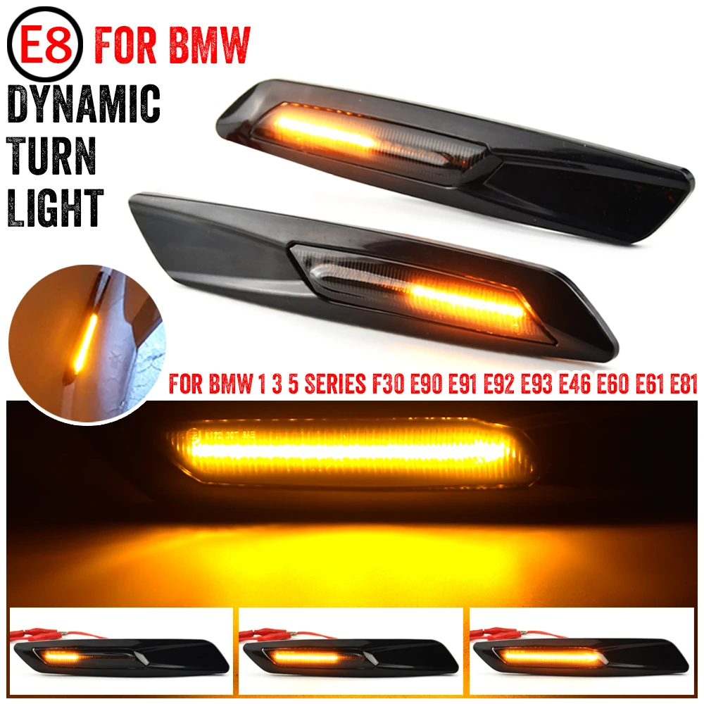 

2pc Dynamic Sequential Amber 12V LED Side Marker Light Turn Signal Lamp For BMW 1 3 5 Series F30 E90 E91 E92 E93 E46 E60 E61