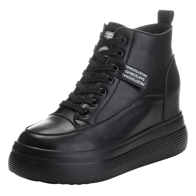 

8cm Platform Wedge Sneakers Women Shoes Genuine Leather Spring Autumn Footwear Black Fashion Sneakers Summer Shoes