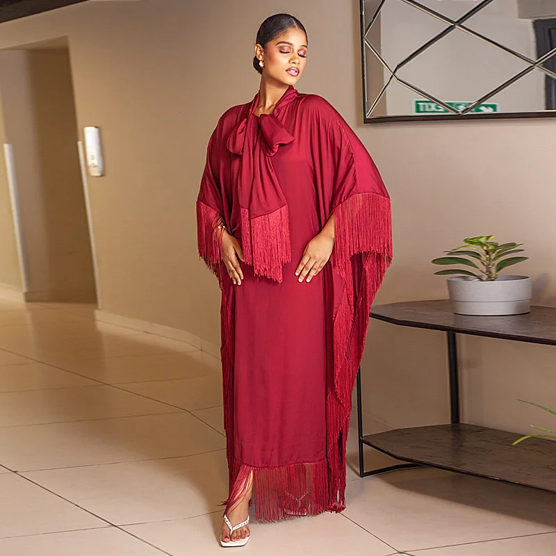 

2023 платья с кисточками для женщин, Африканский турецкий бубоу, Африканский женский мусульманский модный халат макси с принтом Дубай Дашики