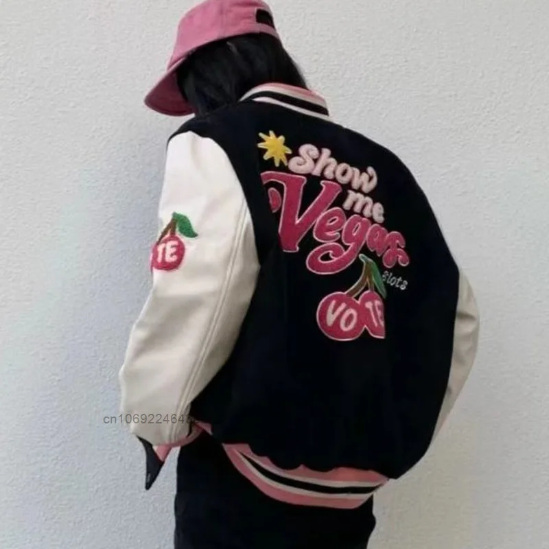 Модная бейсбольная куртка в стиле ретро С Вышивкой Букв женские осенние куртки