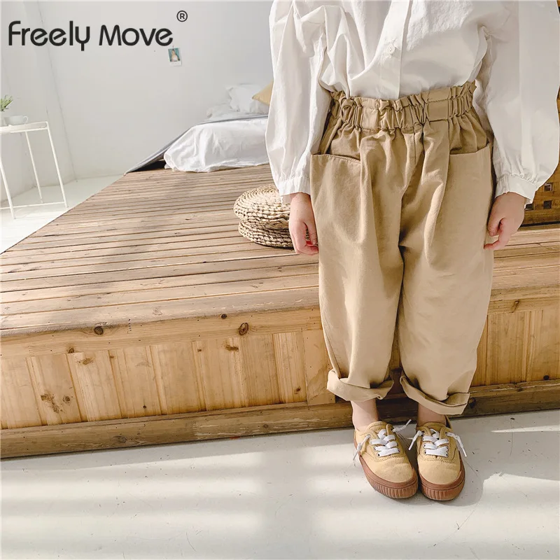 

Freely Move Baby Girls Pants Autumn Kids Clothes Solid Ruffles Girl Trousers Children Pants Princess Toddlers Infant Casual