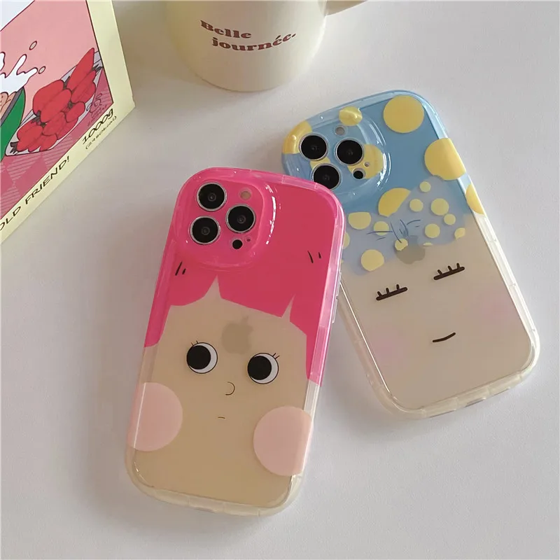 

Cute Funny Polka Dots Dual Layer TPU Phone Cases For iPhone 11 12 12Pro 13 13pro 14Pro Max Camera Lens Protection Silicone Cover