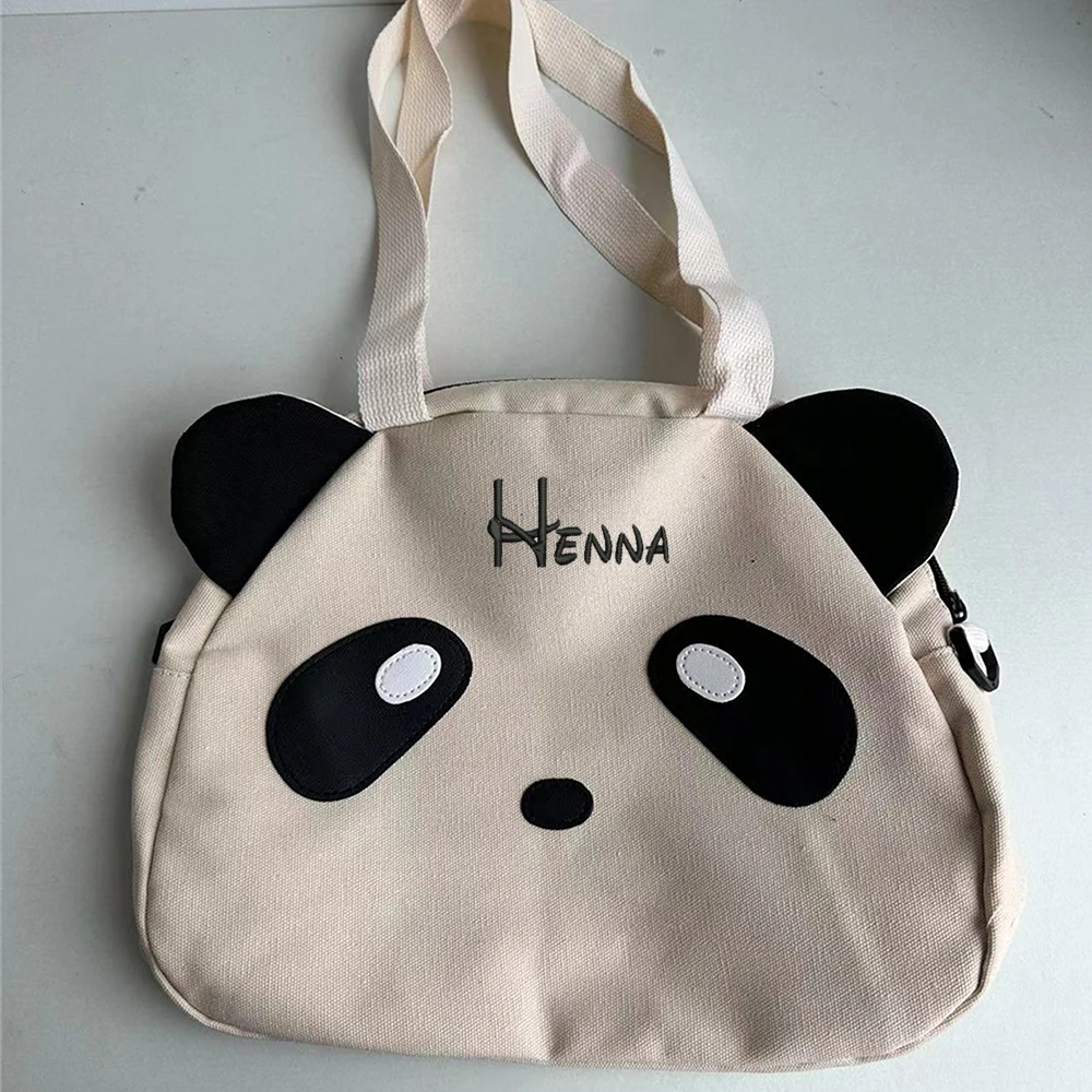 

Cute Cartoon Shoulder Bag Women's Gift Bag Large Capacity Cute Panda Girl Tote Bag with Name Custom Name Girls Gift Tote