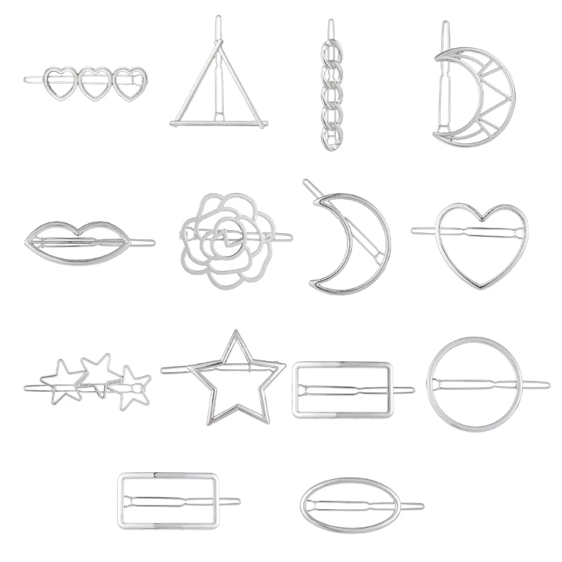 

Metal Hair Clip Silver Moon Star Hair Clip Heart Hair Pins Star Barrettes DropShip