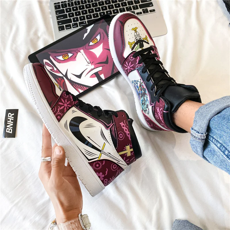

Anime Shoes Men Sneakers One Piece Zapatillas Hombre Leather High Top Rubber Casual Eagle Eye Couples Shoes Tenis Masculino