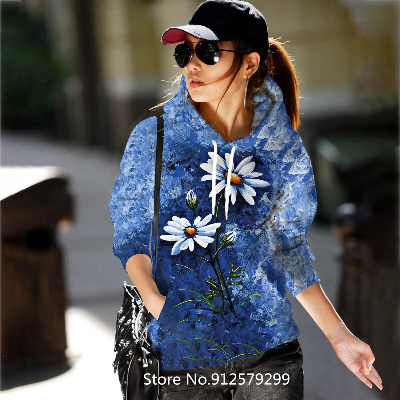 2022 Harajuku Hoodies Fashion Flower Women Sweatshirt Funny Cartoon Top Hooded Female