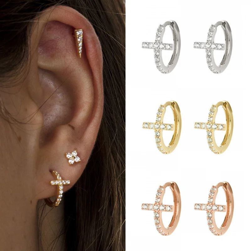 Винтажные орбитальные серьги для пирсинга Daith Helix с заклепками и крестом женщин