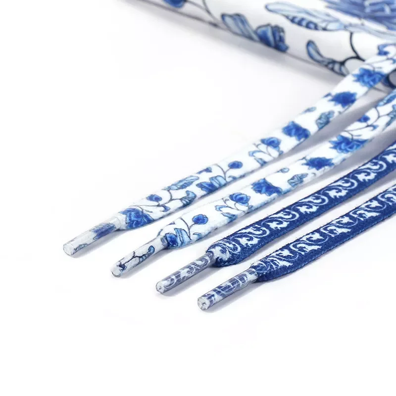 Quality Flowers Shoelaces 120/140/160 cm Women Men Blue White Sports Casual Basketball Shoes Laces Shoes Strings Wholesale
