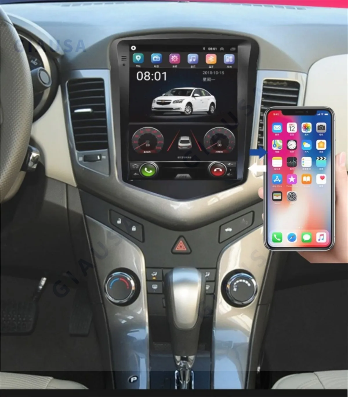 Автомагнитола для Chevrolet Cruze 2008-2015 Carplay, Android 13,  мультимедийный видеоплеер, навигационная стереосистема, 2Din Аудио Динамик
