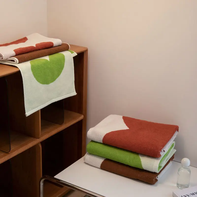 

INS Love Heart Bath Towel Pure Cotton Jacquard Towels Sets Soft Absorbent Face Household Hotel Beach Towel