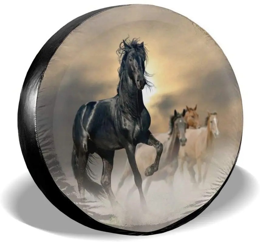 

Foruidea Sunset Black Horses Running at Field Spare Tire Cover Waterproof Dust-Proof UV Sun Wheel Tire Cover Fit for Jeep,Traile