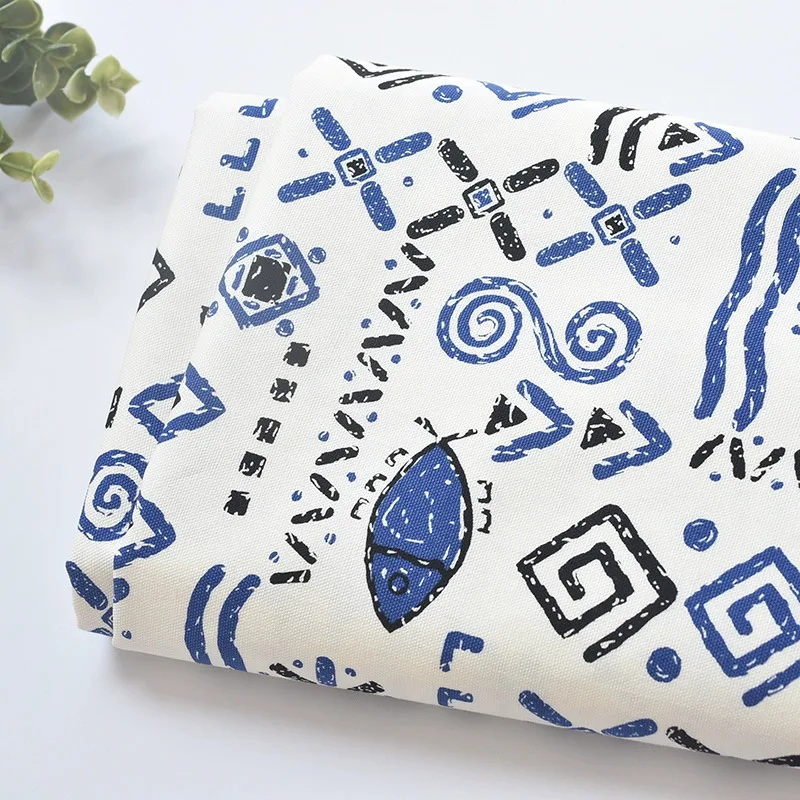 Саржевая хлопчатобумажная ткань с принтом, лоскутный материал, текстиль ручной работы «сделай сам» для квилтинга и шитья, ткань с мультяшными рыбками, 110x50 см